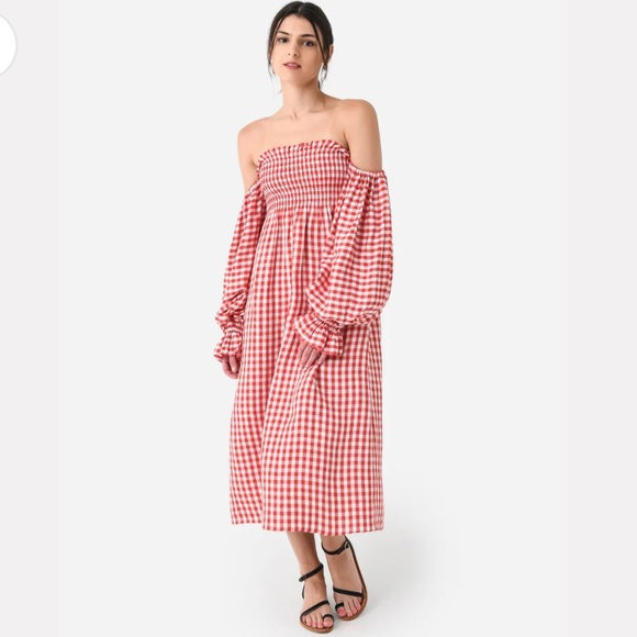 Sleeper Dresses & Skirts - SLEEPER Atlanta Puff-Sleeve Linen Dress with matching hair bow Sz M #0032